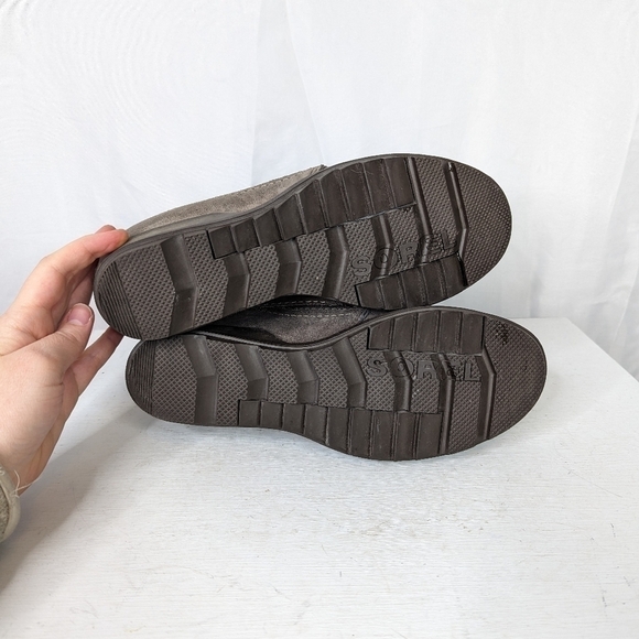 Sorel Evie Lace Up Grey Suede Leather Wedge Ankle Booties - Picture 7 of 9